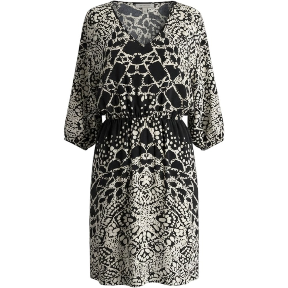 Presley Skye Silk Dress Womens S Gray Geometric Boho Fit Flare Pockets